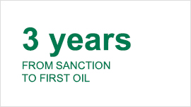 3 years from sanction to first oil