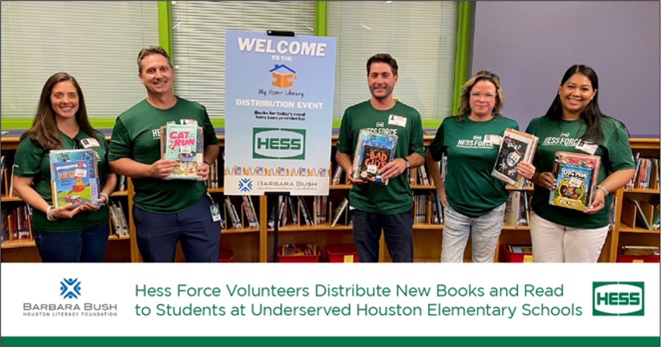 Hess Volunteers Distribute Books to Students
