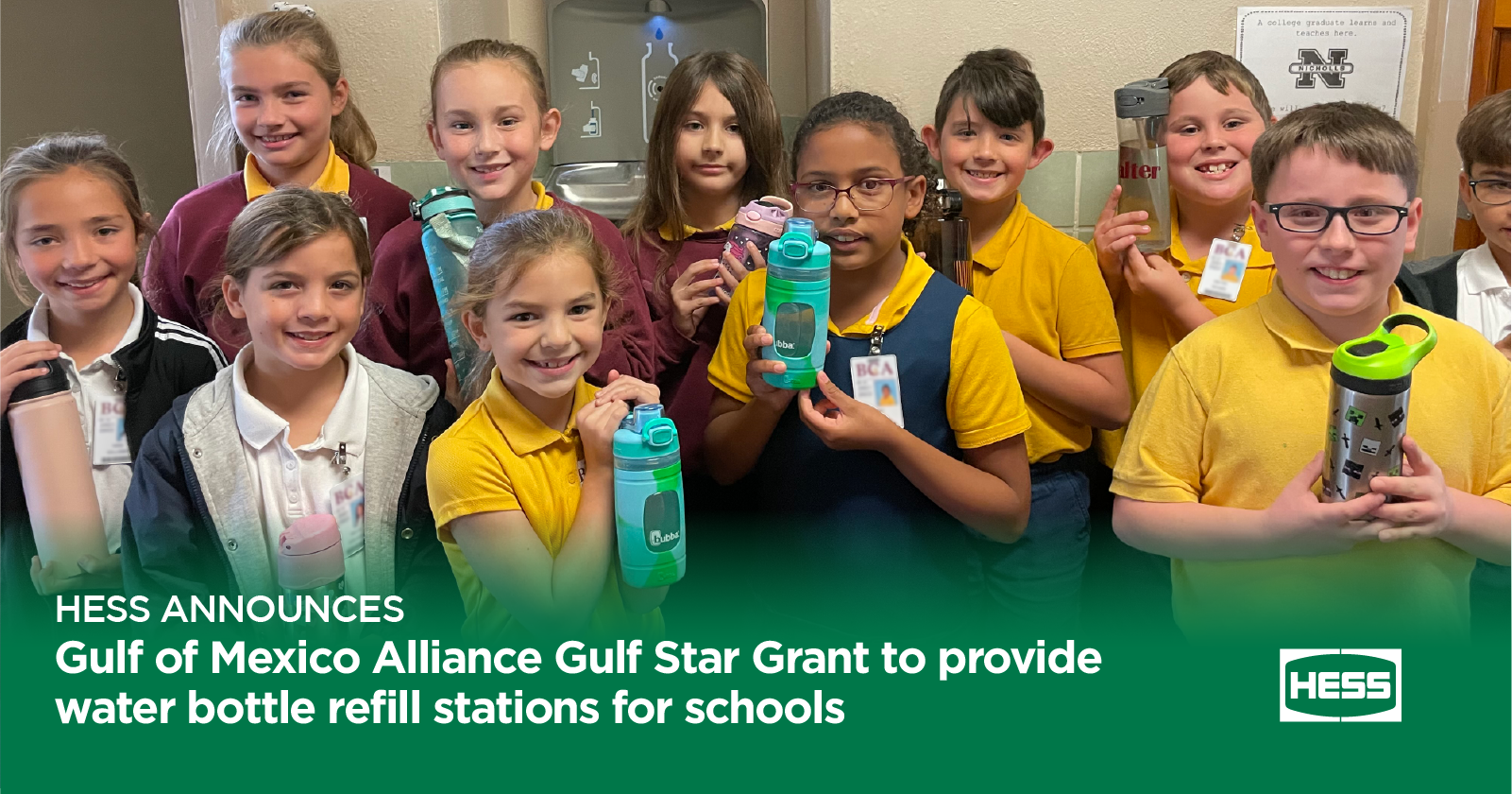Hess Provides Water Bottle Refill Stations for Schools