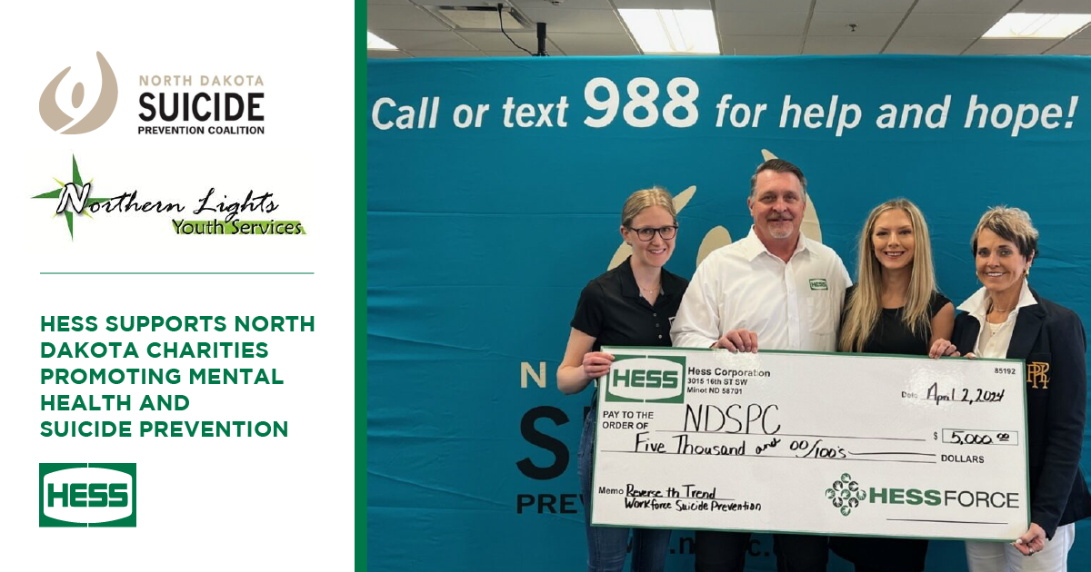 Hess - Community - North Dakota Suicide Prevention Coalition and Northern Lights Youth Services (April 2) Newsroom