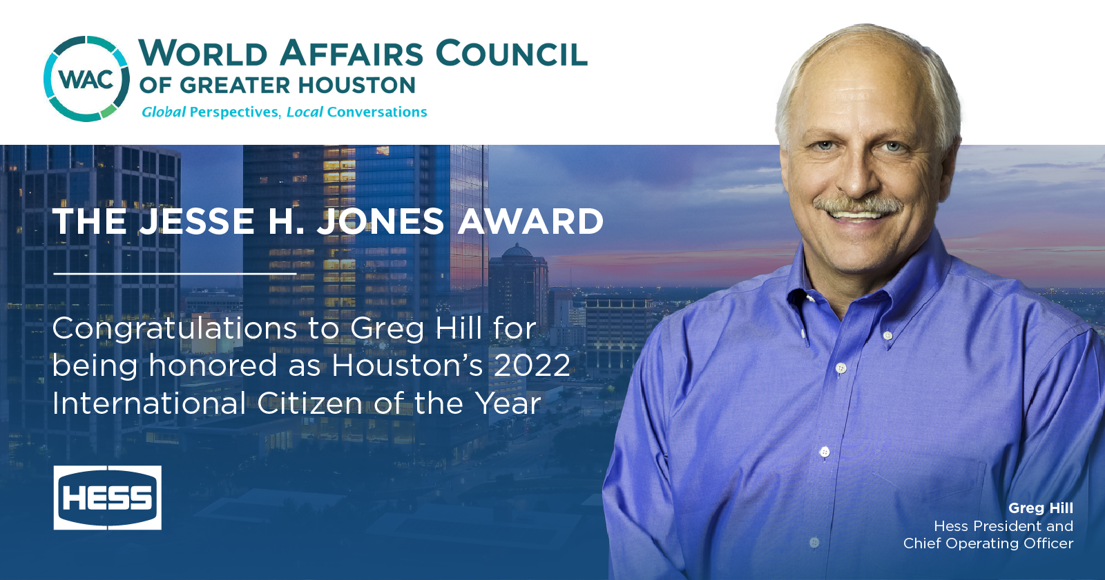 Greg Hill Recognized by World Affairs Council