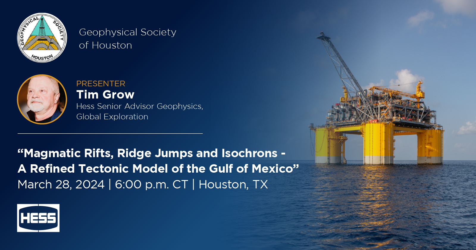 Tim Grow to Present at Geophysical Society of Houston Dinner