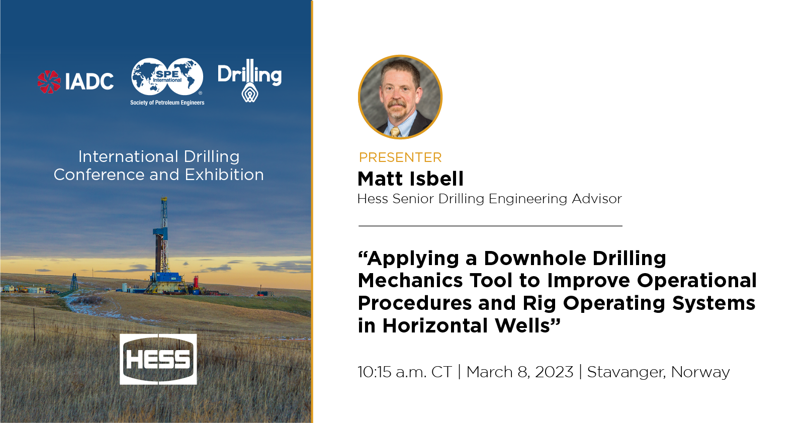 Matt Isbell Presenter at International Drilling Conference and Exhibition