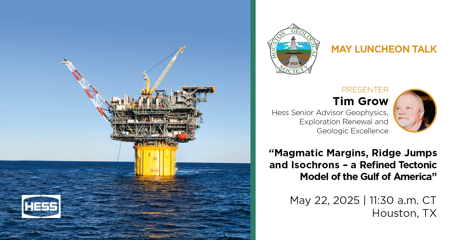  Tim Grow to Present at Houston Geological Society Luncheon
