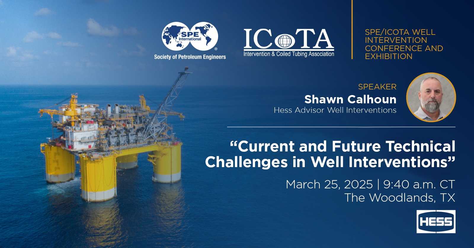 Shawn Calhoun to Speak at SPE/ICoTa Well Intervention Conference